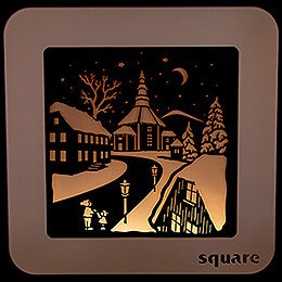 Standing Picture Square "Seiffen"  -  white - brown  -  29cm / 11.4 inch
