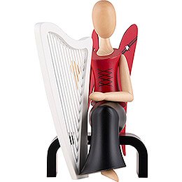 Sternkopf Engel mit Harfe sitzend - 15,5 cm