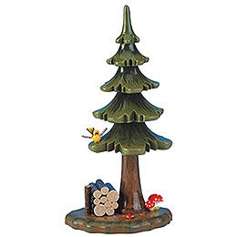 Summer Tree with Stack of Wood - 16 cm / 6 inch