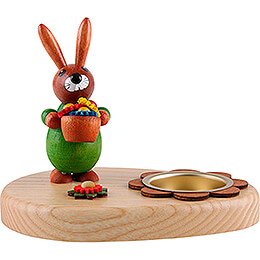 Tea Light Holder  -  Bunny with Flowerpot  -  10cm / 3.9 inch