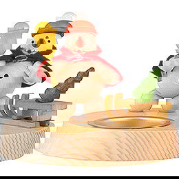 Teelichthalter Schneemann-Weihnachtsmann mit Schlitten - 8 cm