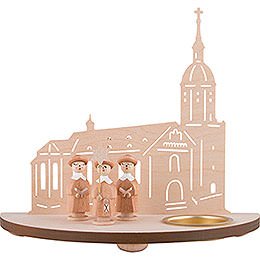 Teelichtleuchter Annaberger Kirche mit Kurrende natur - 16 cm