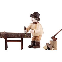 Thiel-Figur Waldarbeiter beim Sgen - natur - 3-teilig - 6 cm