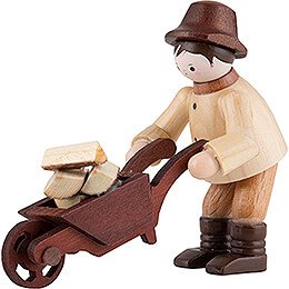 Thiel Figurine  -  Forest Man with Wheelbarrow  -  natural  -  6cm / 2.4 inch