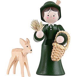 Thiel Figurine - Forester Lady with Deer - coloured - 5,5 cm / 2.2 inch