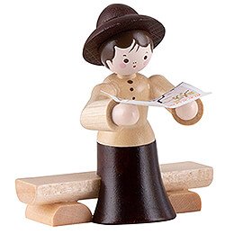 Thiel Figurine - Hiker Lady on Bench - natural - 5,5 cm / 2.2 inch