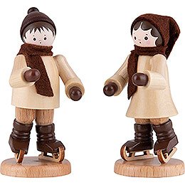 Thiel Figurine - Ice Skate Children Couple - natural - 7 cm / 2.8 inch