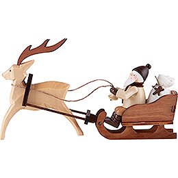 Thiel Figurine  -  Santa Claus in Reindeer Sled  -  natural  -  8,5cm / 3.3 inch