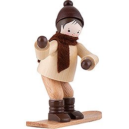 Thiel Figurine - Winter Child with Snowboard - natural - 6,5 cm / 2.6 inch