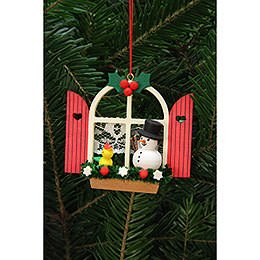 Tree Ornament - Advent Window with Snowman - 7,6x7,0 cm / 3x3 inch