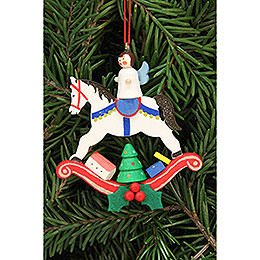 Tree Ornament - Angel on Rocking Horse - 6,8x7,4 cm / 2.7x2.9 inch