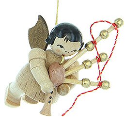 Tree Ornament  -  Angel with Bagpipe  -  Natural Colors  -  Floating  -  5,5cm / 2.2 inch