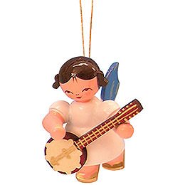 Tree Ornament - Angel with Banjo - Blue Wings - Floating - 5,5 cm / 2,1 inch