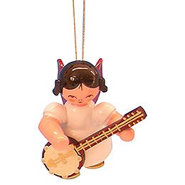 Tree Ornament - Angel with Banjo - Red Wings - Floating - 5,5 cm / 2,1 inch