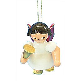 Tree Ornament - Angel with Bell - Red Wings - Floating - 6 cm / 2,3 inch