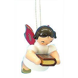 Tree Ornament - Angel with Bible - Red Wings - Floating - 6 cm / 2,3 inch