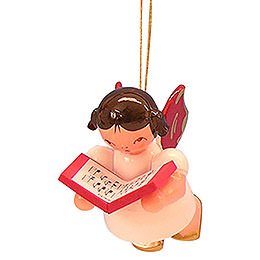 Tree Ornament - Angel with Book - Red Wings - Floating - 5,5 cm / 2,1 inch