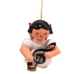 Tree Ornament - Angel with Clef - Red Wings - Floating - 5,5 cm / 2.2 inch