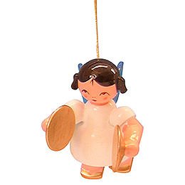 Tree Ornament  -  Angel with Cymbal  -  Blue Wings  -  Floating  -  5,5cm / 2,1 inch