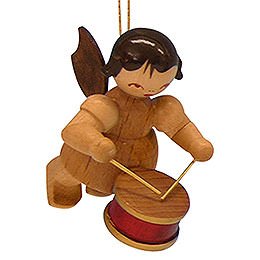 Tree Ornament  -  Angel with Drum  -  Natural Colors  -  Floating  -  5,5cm / 2,1 inch