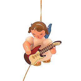 Tree Ornament - Angel with Electric Guitar - Blue Wings - Floating - 5,5 cm / 2,1 inch