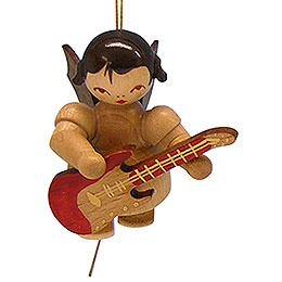 Tree Ornament  -  Angel with Electric Guitar  -  Natural Colors  -  Floating  -  5,5cm / 2,1 inch