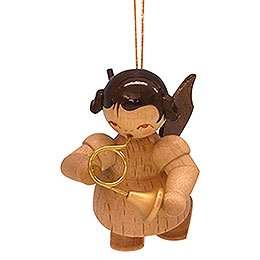 Tree Ornament - Angel with French Horn - Natural Colors - Floating - 5,5 cm / 2,1 inch