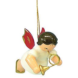 Tree Ornament  -  Angel with French Horn  -  Red Wings  -  Floating  -  5,5cm / 2,1 inch
