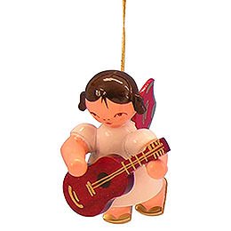 Tree Ornament - Angel with Guitar - Red Wings - Floating - 5,5 cm / 2,1 inch
