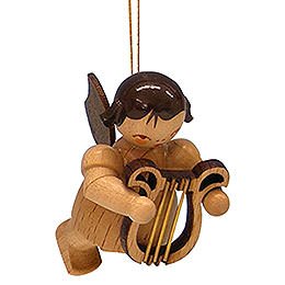 Tree Ornament - Angel with Lyre - Natural Colors - Floating - 5,5 cm / 2,1 inch