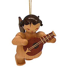 Tree Ornament  -  Angel with Mandolin  -  Natural Colors  -  Floating  -  5,5cm / 2,1 inch