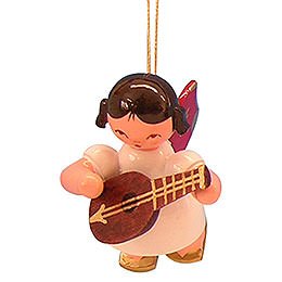 Tree Ornament - Angel with Mandolin - Red Wings - Floating - 5,5 cm / 2,1 inch