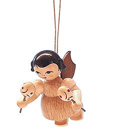 Tree Ornament  -  Angel with Maracas  -  Natural Colors  -  Floating  -  5,5cm / 2.2 inch