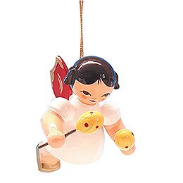 Tree Ornament  -  Angel with Maracas  -  Red Wings  -  Floating  -  5,5cm / 2.2 inch