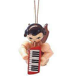 Tree Ornament - Angel with Melodica - Natural Colors - Floating - 5,5 cm / 2.2 inch