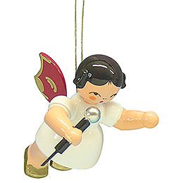 Tree Ornament - Angel with Microphone - Red Wings - Floating - 5,5 cm / 2,1 inch
