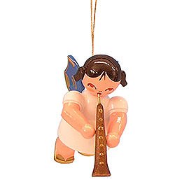 Tree Ornament - Angel with Oboe - Blue Wings - Floating - 5,5 cm / 2,1 inch