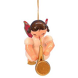 Tree Ornament  -  Angel with Saxophone  -  Red Wings  -  Floating  -  5,5cm / 2,1 inch