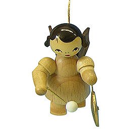 Tree Ornament - Angel with Small Gong - Natural Colors - Floating - 5,5 cm / 2,1 inch