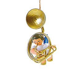 Tree Ornament - Angel with Sousaphone - Blue Wings - Floating - 5,5 cm / 2.2 inch