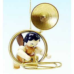Tree Ornament - Angel with Sousaphone - Natural Colors - Floating - 5,5 cm / 2.2 inch