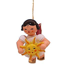 Tree Ornament  -  Angel with Sun  -  Red Wings  -  Floating  -  5,5cm / 2.2 inch