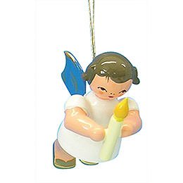 Tree Ornament  -  Angel with Torch  -  Blue Wings  -  Floating  -  6cm / 2,3 inch