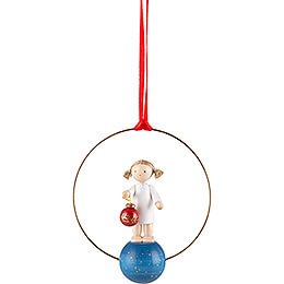 Tree Ornament  -  Angel with Tree Ball  -  7cm / 2.8 inch