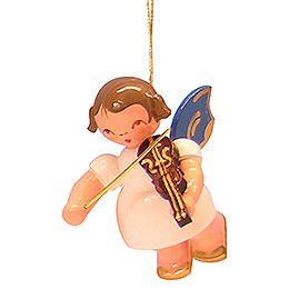 Tree Ornament - Angel with Violin - Blue Wings - Floating - 5,5 cm / 2,1 inch