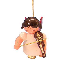 Tree Ornament - Angel with Violin - Red Wings - Floating - 5,5 cm / 2,1 inch