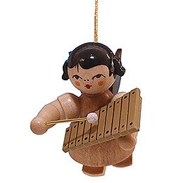 Tree Ornament - Angel with Xylophone - Natural Colors - Floating - 5,5 cm / 2.2 inch