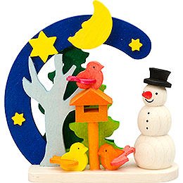 Tree Ornament - Arch and Snowman with Bird House - 7 cm / 2.8 inch