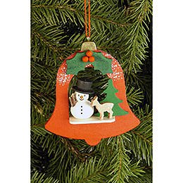 Tree Ornament - Bell with Snowman - 7,1x7,9 cm / 2.8x3.1 inch
