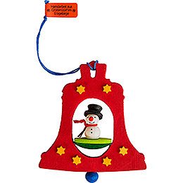 Tree Ornament - Bell with Snowman - 7,5 cm / 3 inch